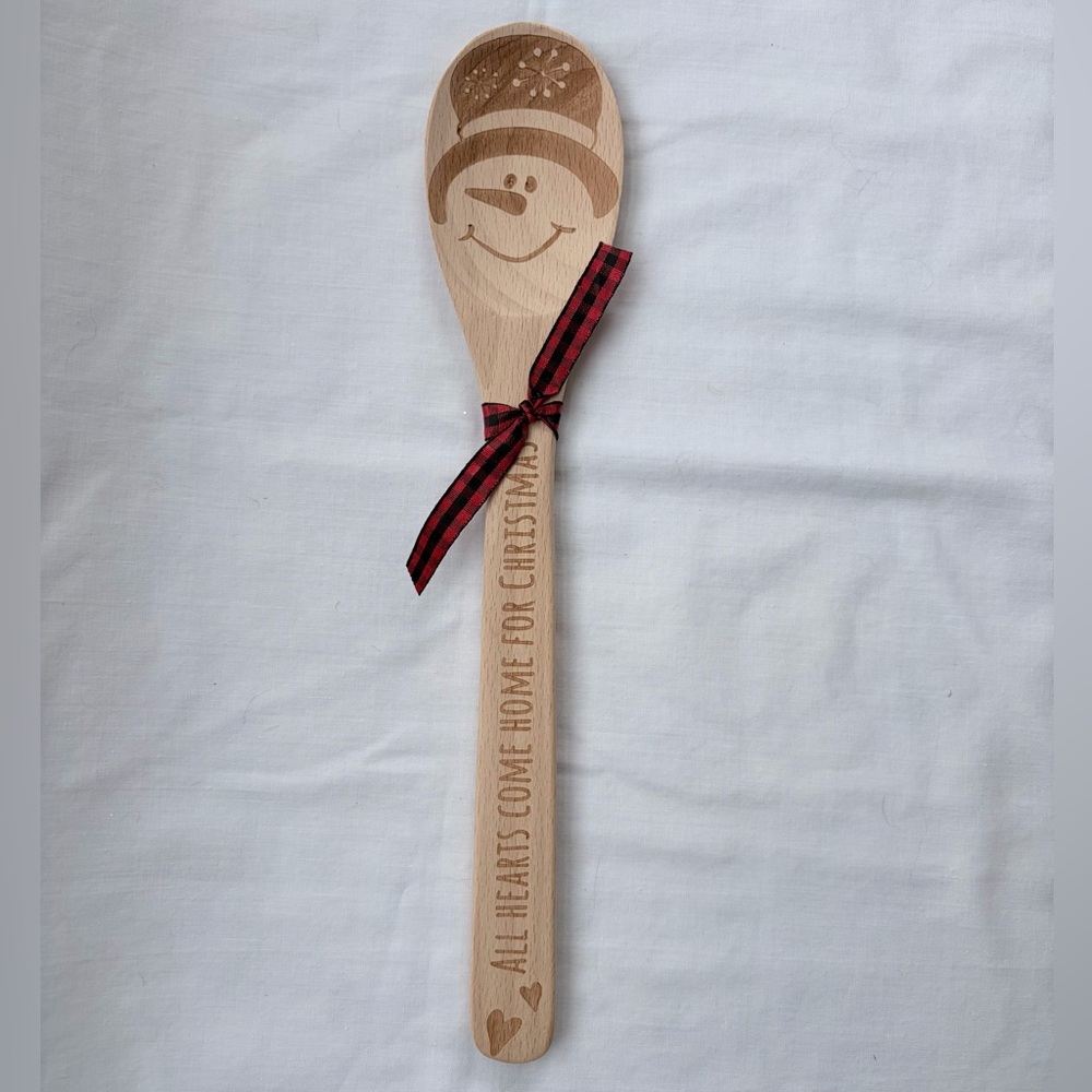 Wooden Spoon with Snowman Design